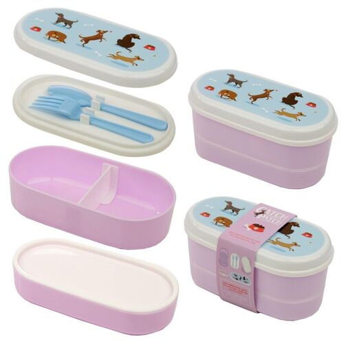 Catch Patch Dog Bento Box Lunch Box with Fork & Spoon