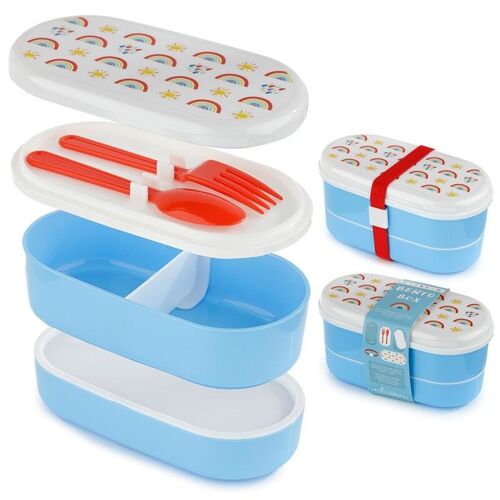 Somewhere Rainbow Bento Box Lunch Box with Fork & Spoon