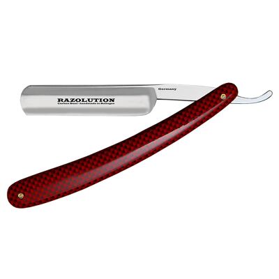 Razor 5/8 "carbon steel with celluloid shells in racing red look