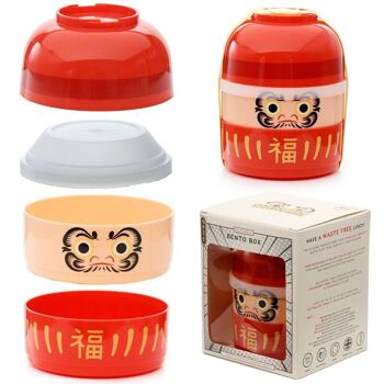 Boîte à bento ronde empilée Daruma japonaise 1