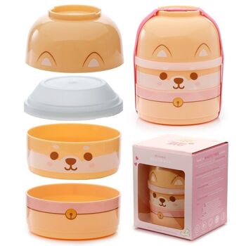 Boîte à bento ronde empilée pour chien Shiba Inu 1