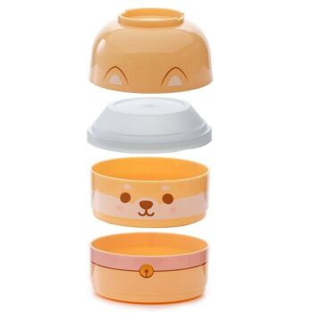 Boîte à bento ronde empilée pour chien Shiba Inu 3