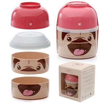 Mopps Pug Stacked Round Bento Lunch Box