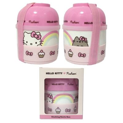 Hello Kitty & Pusheen die Katze, gestapelte runde Bento-Lunchbox