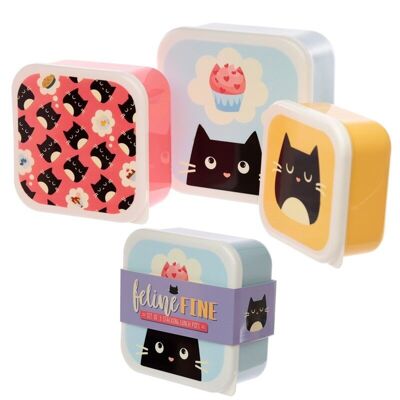 Set de 3 Lunch Box Snack Pots M/L/XL - Feline Fine Cat