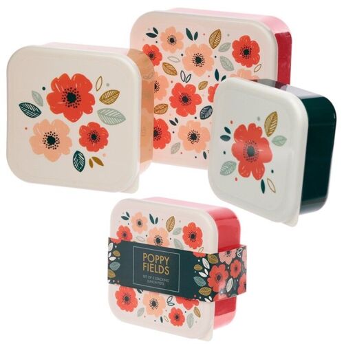 Set of 3 Lunch Box M/L/XL - Poppy Fields Pick of the Bunch