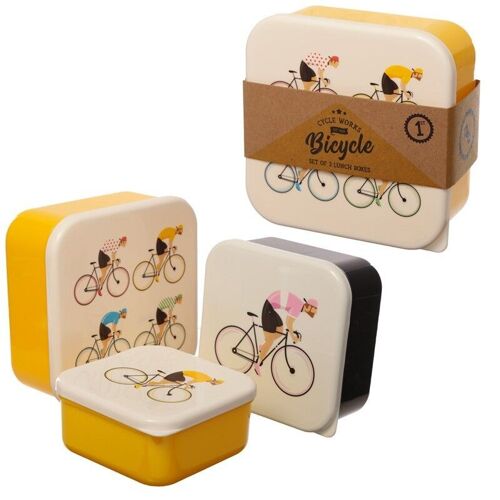 Set of 3 Lunch Box Snack Pots M/L/XL - Cycle Works Bicycle