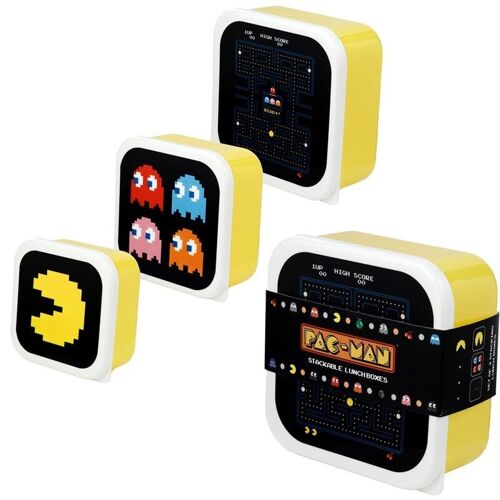 Set of 3 Lunch Box Snack Pots M/L/XL - Pac-Man