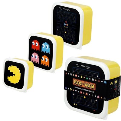 3er-Set Lunchbox-Snacktöpfe M/L/XL - Pac-Man