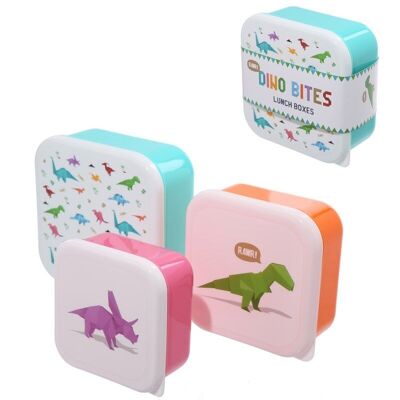 Set of 3 Lunch Box Snack Pots S/M/L - Dino Bites Dinosaur