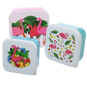 Set de 3 Lunch Box Snack Pots S/M/L - Tropical Flamingo 5
