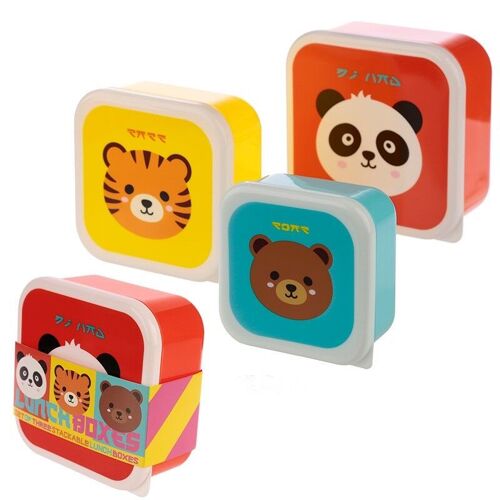 Set of 3 Lunch Box S/M/L - Adoramals Panda, Bear and Tiger