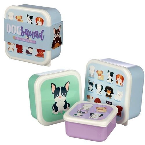 Set of 3 Lunch Box Snack Pots S/M/L - Dog Squad