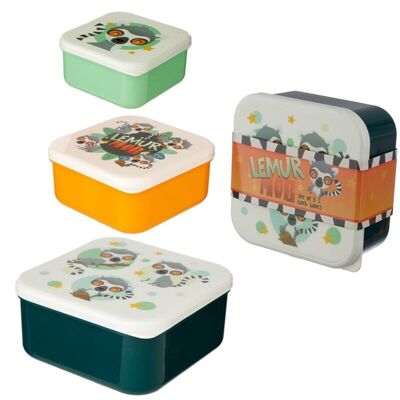 Set of 3 Lunch Box Snack Pots S/M/L - Lemur Mob