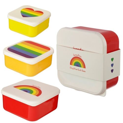 Set of 3 Lunch Box Snack Pots S/M/L - Somewhere Rainbow