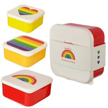 Set de 3 Lunch Box Snack Pots S/M/L - Somewhere Rainbow 1