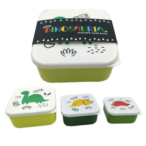 Set of 3 Lunch Box Snack Pots S/M/L - Dinosauria Jr