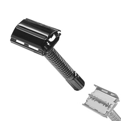 Safety razor with butterfly function. Black chrome