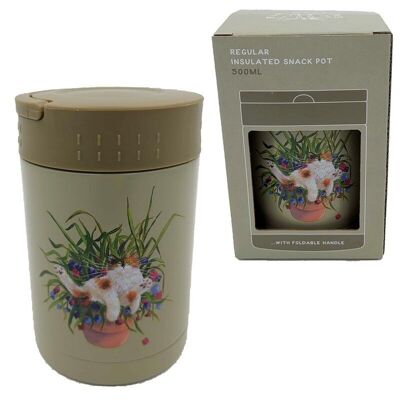 Kim Haskins Cat in Plant Pot Insulated Lunch Pot 500ml
