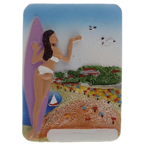 Souvenir Seaside Magnet - Surfer and Beach