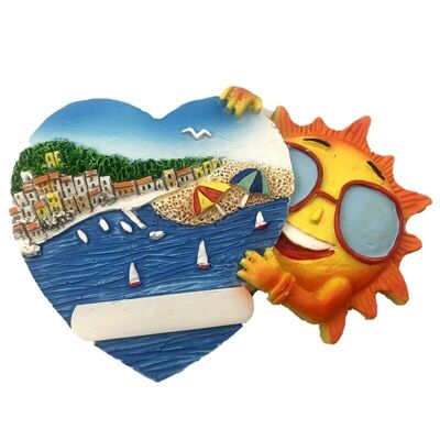 Magnete Souvenir Seaside - Cuore e Sole con Occhiali da Sole