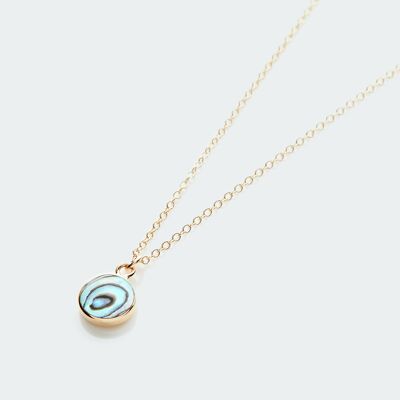 Abalone round charm necklace gold