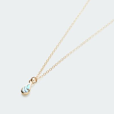 Abalone pear drop charm necklace gold