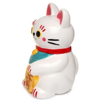 Tirelire en céramique blanche chat porte-bonheur Maneki Neko 3