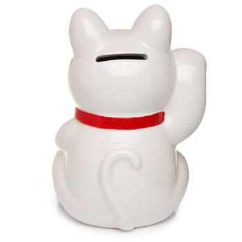 Tirelire en céramique blanche chat porte-bonheur Maneki Neko 4