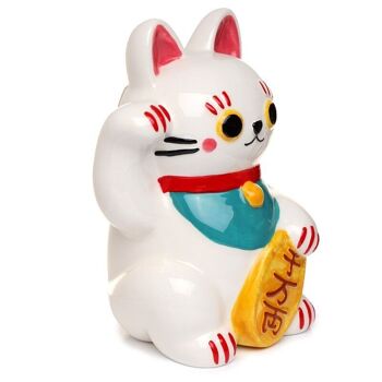 Tirelire en céramique blanche chat porte-bonheur Maneki Neko 10