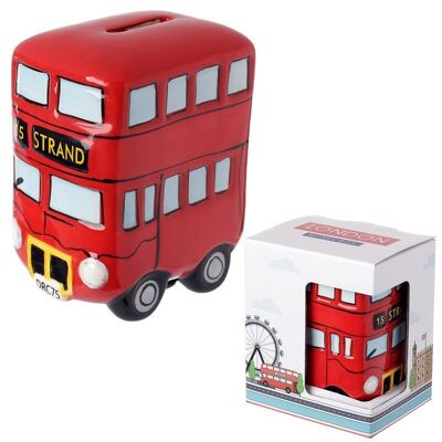 Salvadanaio in ceramica bus londinese rosso