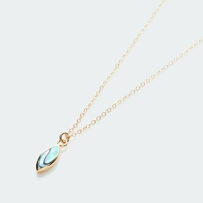 Abalone marquise charm necklace gold