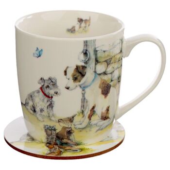 Ensemble de tasses et sous-verres en porcelaine Jan Pashley Dogs 2