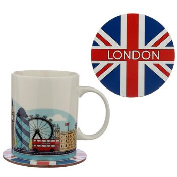 Ensemble de tasses et sous-verres en porcelaine London Icons 2