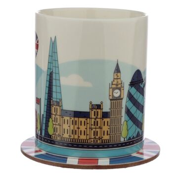 Ensemble de tasses et sous-verres en porcelaine London Icons 10