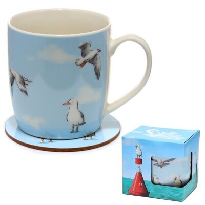 Seagull Buoy Porcelain Mug & Coaster Set