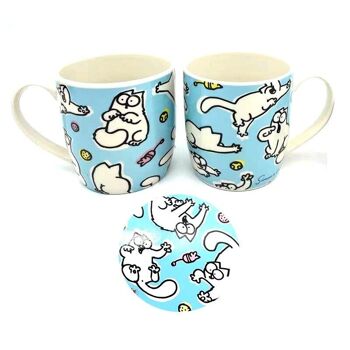 Ensemble tasse et sous-verre Simon's Cat en porcelaine bleue 1