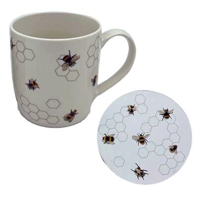 The Nectars Meadow Bee Porcelain Mug & Coaster Set