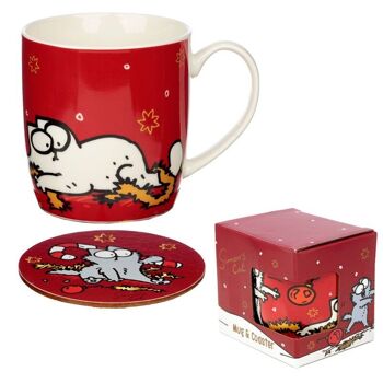 Ensemble de tasses et sous-verres en porcelaine de Noël Simon's Cat 6