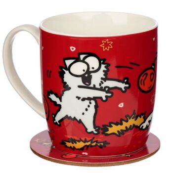 Ensemble de tasses et sous-verres en porcelaine de Noël Simon's Cat 10