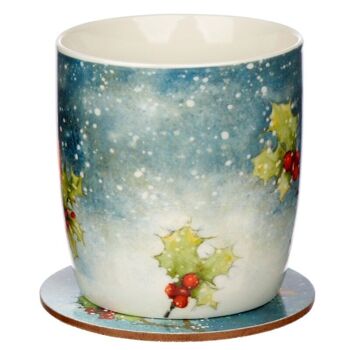 Ensemble de tasses et sous-verres en porcelaine de Noël Robin de Jan Pashley 4