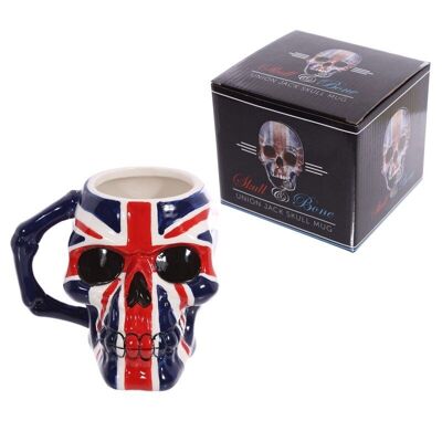 Taza con forma de cabeza de calavera con bandera del Reino Unido