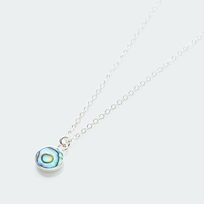 Abalone round charm necklace silver