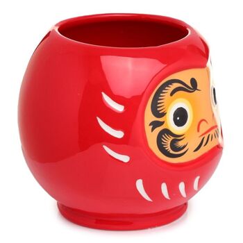 Tasse japonaise en forme de tête de Daruma rouge en céramique 3