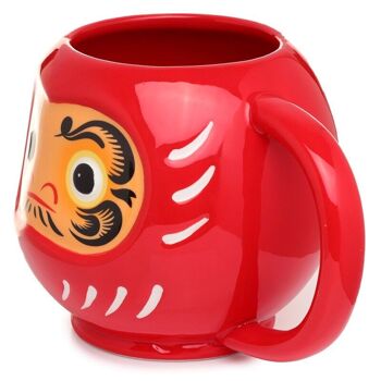 Tasse japonaise en forme de tête de Daruma rouge en céramique 5