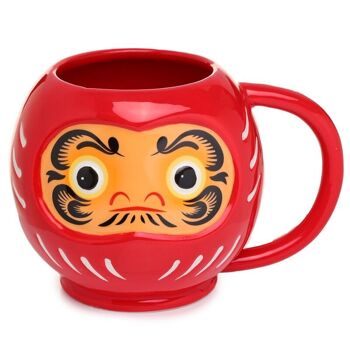 Tasse japonaise en forme de tête de Daruma rouge en céramique 7