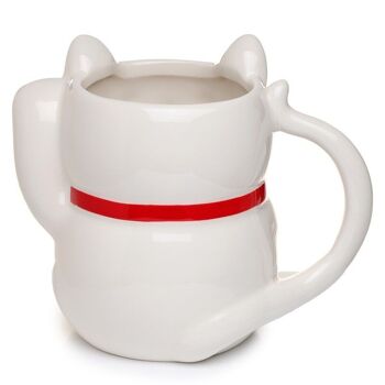 Tasse en céramique en forme de chat porte-bonheur Maneki Neko blanc 4