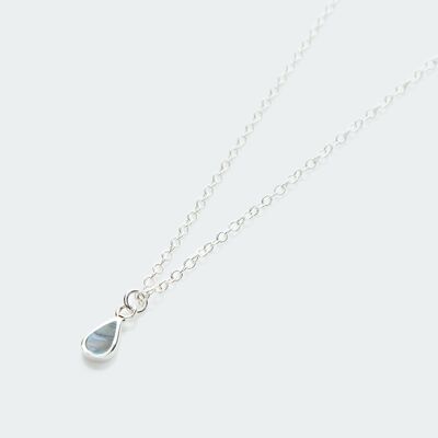 Abalone pear drop charm necklace silver