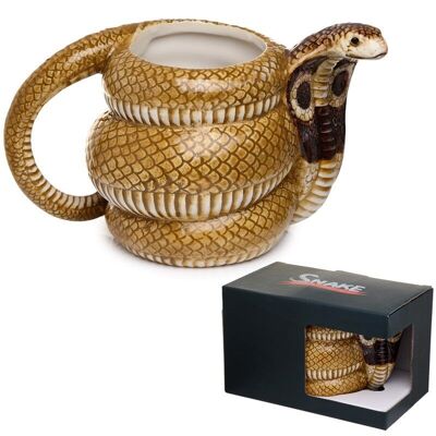 Taza de cerámica con forma de serpiente enroscada Cobra