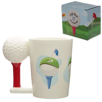 Tasse à poignée en forme de balle de golf et de tee en céramique 1